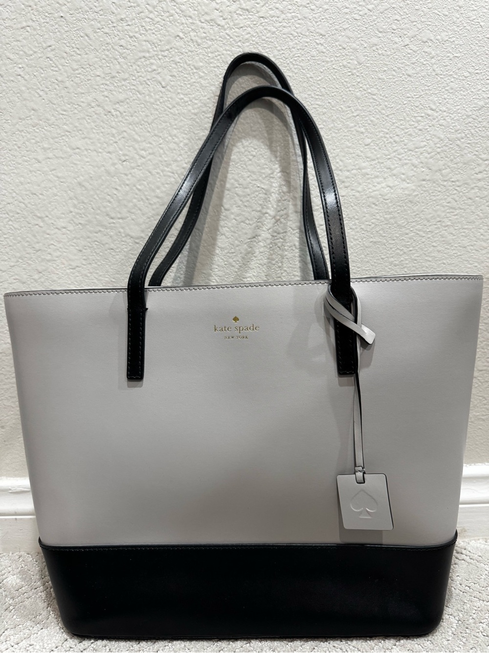 kate spade Two-Tone Black and Light Gray Leather Tote